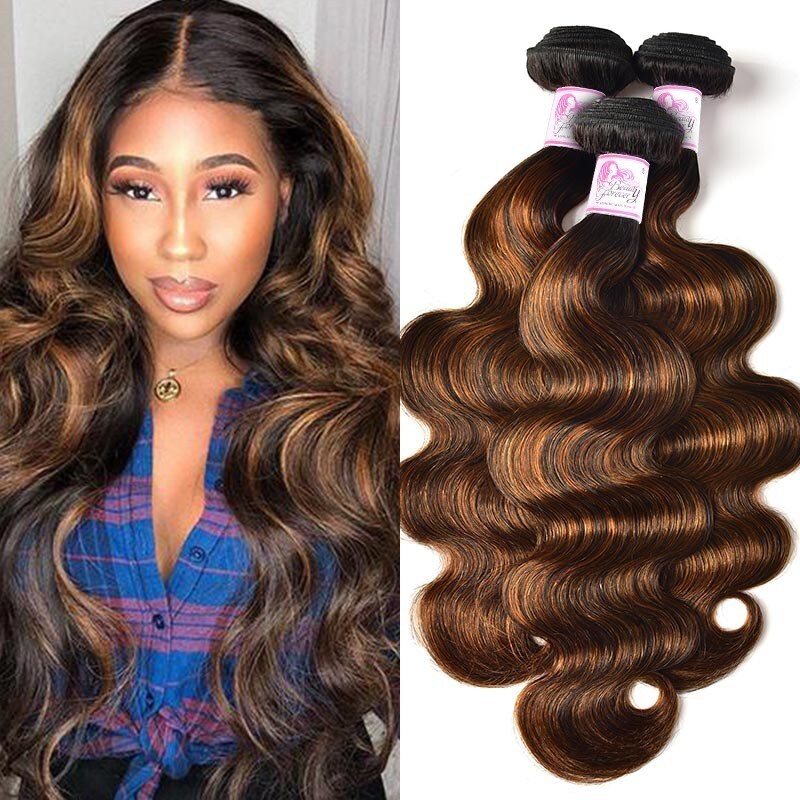 Beautyforever Brown Balayage Peruvian Hair Weave #FB30 Body Wave 3 Bundle  Deals