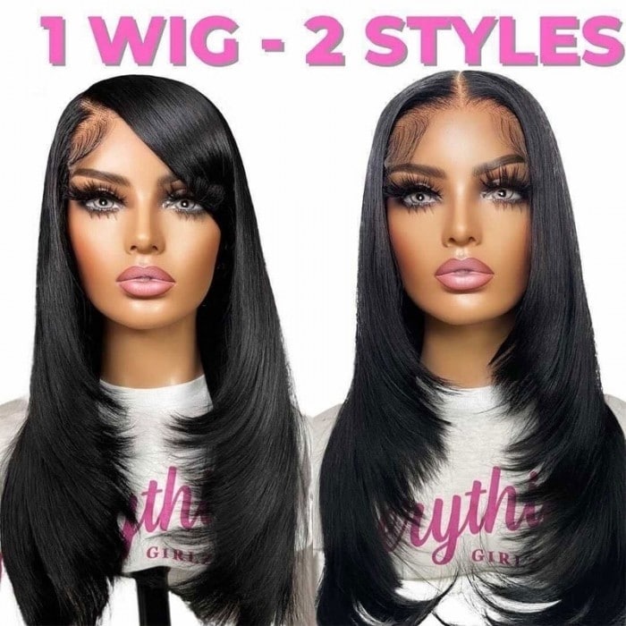 Beautyforever Pre-plucked 13x4 Lace Frontal Wig Human Hair With Front Layer  Cut Hairstyle For Straight Hair 150% Density Natural Black Wigs