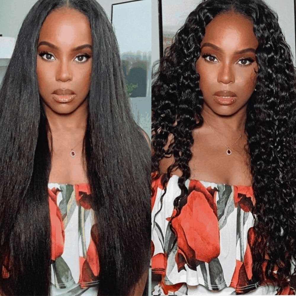 Beautyforever V Part Wig Quickly Change Hairstyle Straight To Jerry Curly  Wet And Wavy Hair Black Wigs