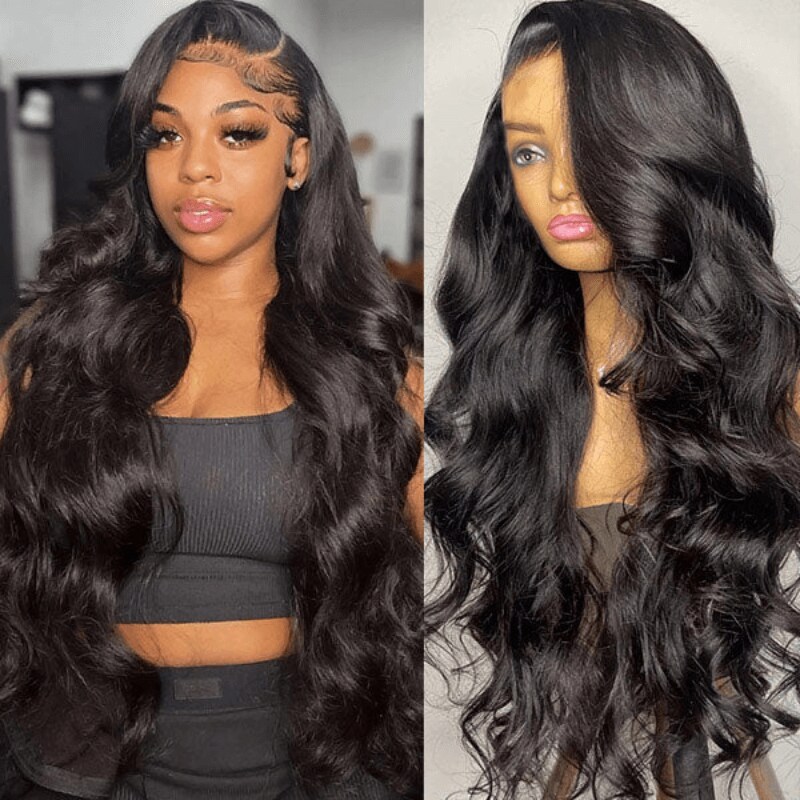 Beautyforever Natural Black Body Wave 4x4 lace Closure Wigs Human Hair With  Babyhair For Women